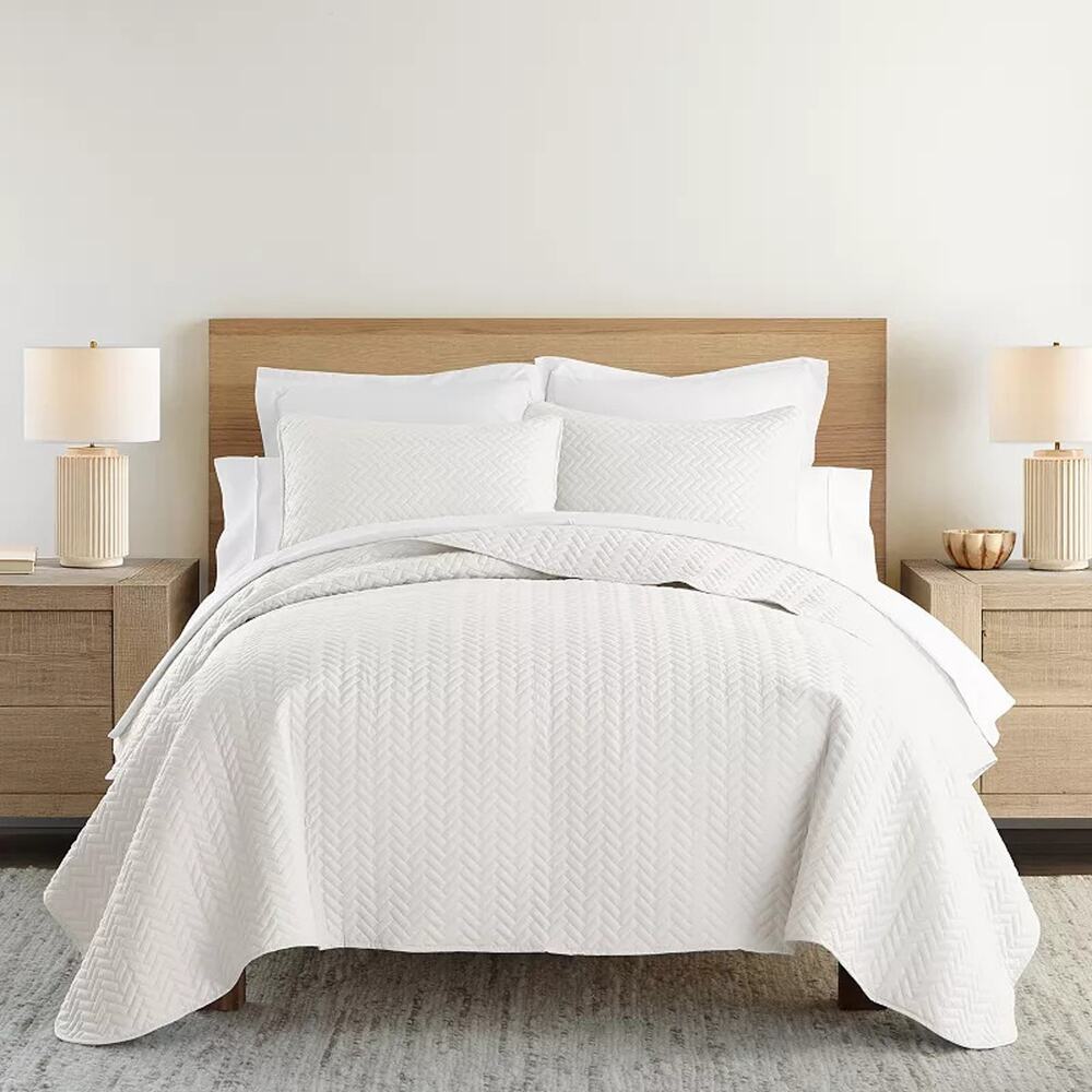Ienjoy Home Queen Coverlet Set Ultra Soft Herringbone Quilted Quilt Bedding Tan